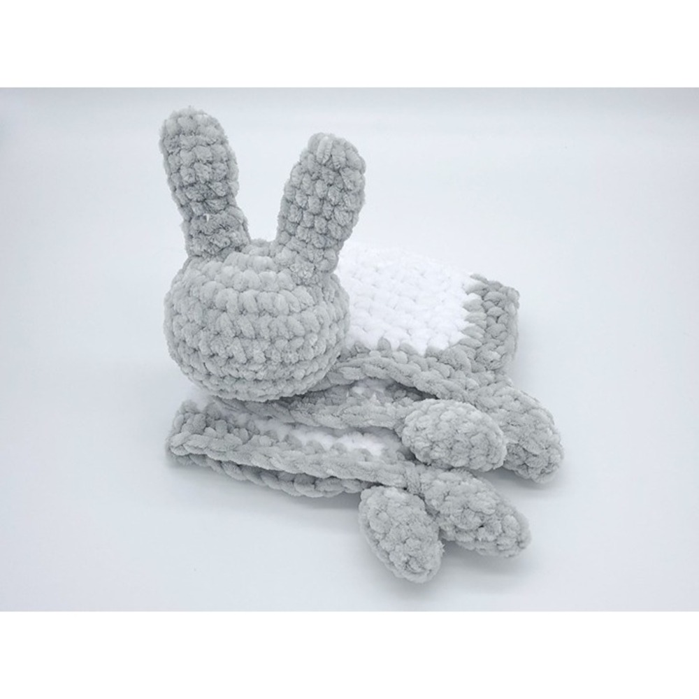 Gray and White comfort blanket, Bunny Lovey - Picture 5 of 5